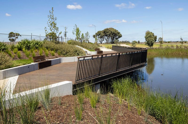Bridge and walk way over lake
